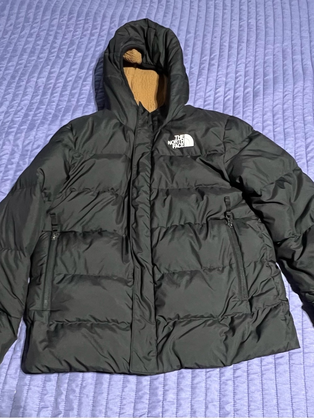 The North Face kids Black Hooded Down Puffer boy Jacket size L/G 12